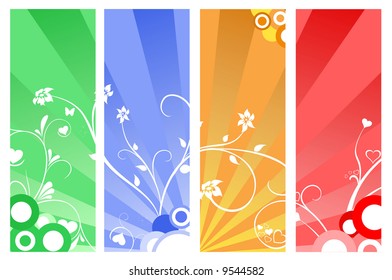 beautiful flower ornament vector backgrounds with sunbeam