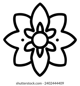 beautiful flower outline isolated in white and black colors