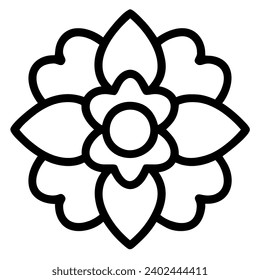 beautiful flower outline isolated in white and black colors