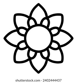 beautiful flower outline isolated in white and black colors