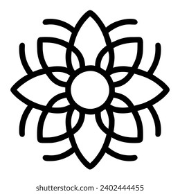 beautiful flower outline isolated in white and black colors