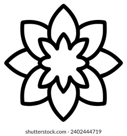beautiful flower outline isolated in white and black colors