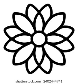 beautiful flower outline isolated in white and black colors