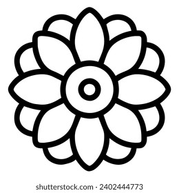 beautiful flower outline isolated in white and black colors