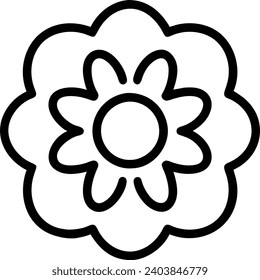 beautiful flower outline isolated in white and black colors