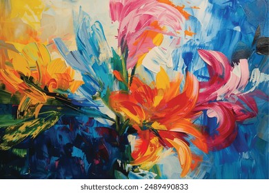 Beautiful flower painting in bright colours