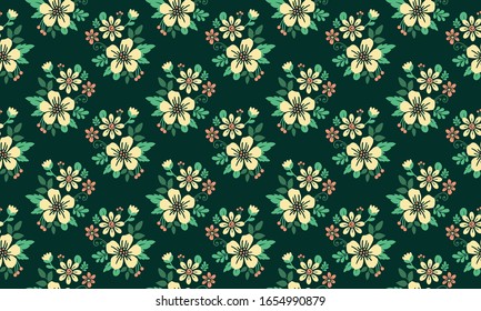 Beautiful flower pattern background for spring, with leaf and floral decor.