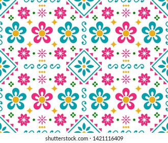 Beautiful flower pattern with colorful style. Can be used for decoration. This background is suitabe for ornate, decoration and ornament.