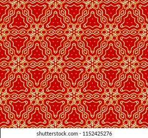 Beautiful flower pattern. decorative seamless ornament. gold, red color. for design, wallpaper, invitation.