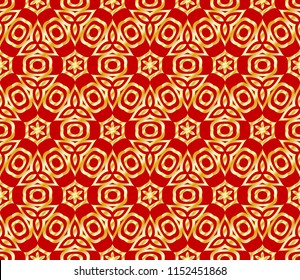 Beautiful flower pattern. decorative seamless ornament. gold, red color. for design, wallpaper, invitation.