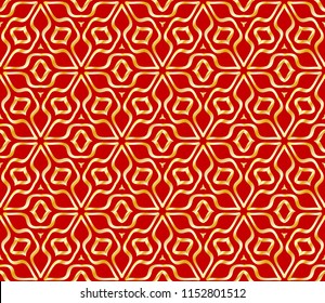 Beautiful flower pattern. decorative seamless ornament. gold, red color. for design, wallpaper, invitation.