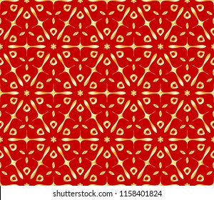 Beautiful flower pattern. decorative seamless ornament. gold, red color. for design, wallpaper, invitation.