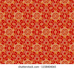 Beautiful flower pattern. decorative seamless ornament. gold, red color. for design, wallpaper, invitation.