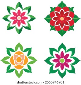 "Beautiful flower pattern design vector illustration featuring intricate floral elements in vibrant colors. Perfect for use in prints, textiles, wallpapers, and digital projects. High-quality