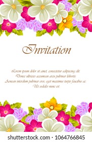beautiful flower pattern frame for your invitation cards design, greeting cards, postcards for birthday, Valentine's day, wedding or party and more. Vector illustration.