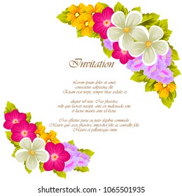 beautiful flower pattern frame for your invitation cards design, greeting cards, postcards for birthday, Valentine's day, wedding or party and more. Vector illustration.