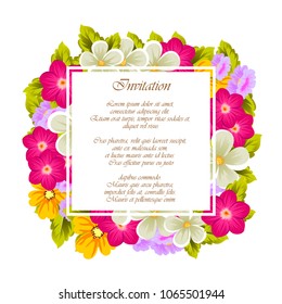 beautiful flower pattern frame for your invitation cards design, greeting cards, postcards for birthday, Valentine's day, wedding or party and more. Vector illustration.