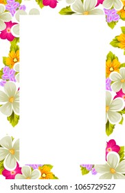 beautiful flower pattern frame for your invitation cards design, greeting cards, postcards for birthday, Valentine's day, wedding or party and more. Vector illustration.