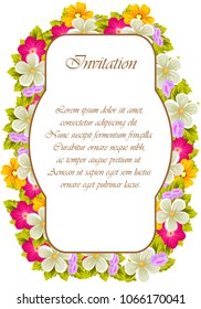 beautiful flower pattern frame for your invitation cards design, greeting cards, postcards for birthday, Valentine's day, wedding or party and more. Vector illustration.