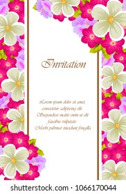 beautiful flower pattern frame for your invitation cards design, greeting cards, postcards for birthday, Valentine's day, wedding or party and more. Vector illustration.