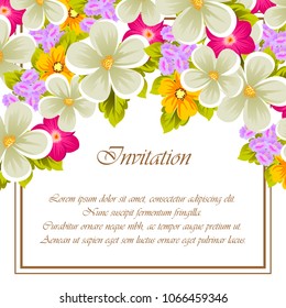 beautiful flower pattern frame for your invitation cards design, greeting cards, postcards for birthday, Valentine's day, wedding or party and more. Vector illustration.