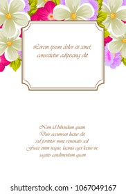 beautiful flower pattern frame for your invitation cards design, greeting cards, postcards for birthday, Valentine's day, wedding or party and more. Vector illustration.