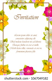 beautiful flower pattern frame for your invitation cards design, greeting cards, postcards for birthday, Valentine's day, wedding or party and more. Vector illustration.