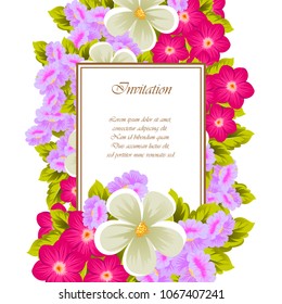 beautiful flower pattern frame for your invitation cards design, greeting cards, postcards for birthday, Valentine's day, wedding or party and more. Vector illustration.