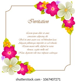 beautiful flower pattern frame for your invitation cards design, greeting cards, postcards for birthday, Valentine's day, wedding or party and more. Vector illustration.