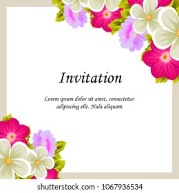 beautiful flower pattern frame for your invitation cards design, greeting cards, postcards for birthday, Valentine's day, wedding or party and more. Vector illustration.