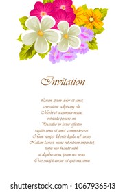 beautiful flower pattern frame for your invitation cards design, greeting cards, postcards for birthday, Valentine's day, wedding or party and more. Vector illustration.