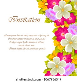 beautiful flower pattern frame for your invitation cards design, greeting cards, postcards for birthday, Valentine's day, wedding or party and more. Vector illustration.