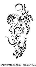 beautiful flower pattern, spirals and flower, black and white, frame element