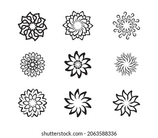 Beautiful flower petal icon collections. vector hand drawing art
