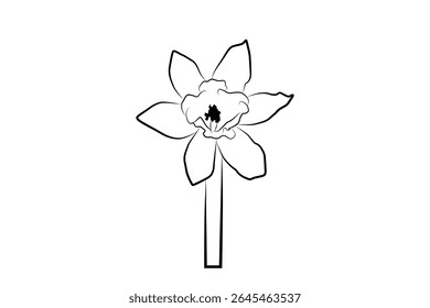 Beautiful flower with petals digital line art isolated on white background - vector illustration