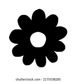 Beautiful flower with petals, plant, floral design, graphic, vector, illustration in black and white color, isolated on white background