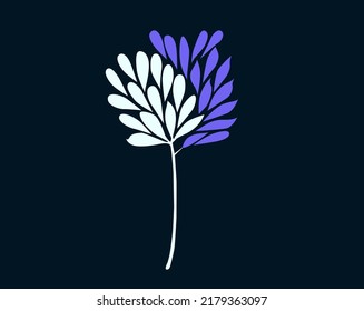 Beautiful flower petals of white and purple colour isolated on dark background - vector illustration