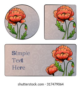 Beautiful flower. Poppy. Banner. Postcard. Pattern.