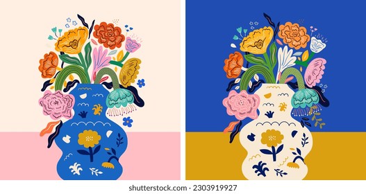  Beautiful flower poster with decorative flowers, roses, leaves, floral bouquets.