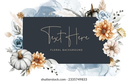 beautiful flower and pumpkin watercolor floral background