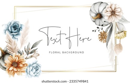 beautiful flower and pumpkin watercolor floral background