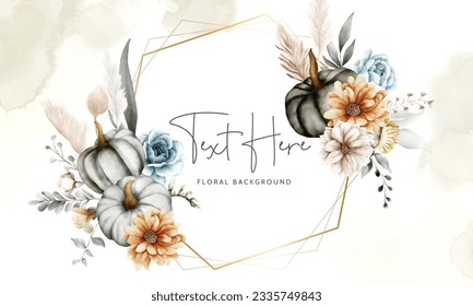 beautiful flower and pumpkin watercolor floral background