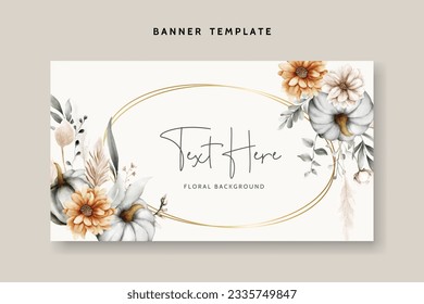 beautiful flower and pumpkin watercolor floral background