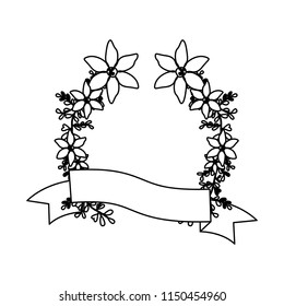 beautiful flower and ribbon circular frame
