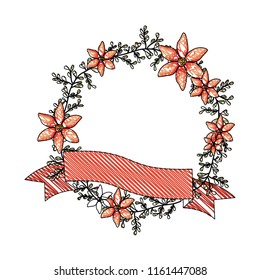 Beautiful Flower And Ribbon Circular Frame