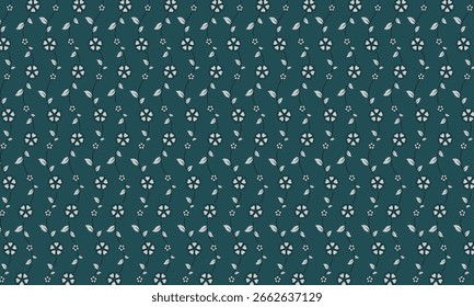 Beautiful flower seamless pattern background. Dark green vector ornamental background.