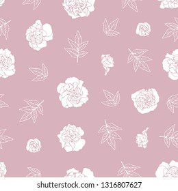 Beautiful Flower Seamless Pattern in Gray Pink Background Color