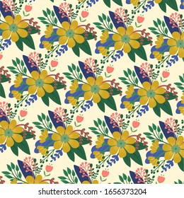 Hermoso patrón floral sin fisuras con hojas