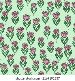 Hermoso patrón de flores sin costura. Fondo de pantalla floral simple. Plantas sin fin papel pintado. Diseño para tela, impresión textil, envoltura, cubierta. Ilustración del vector