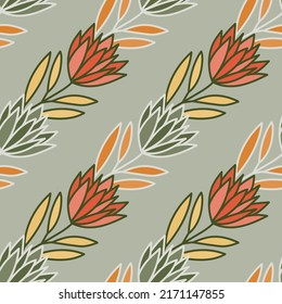 Hermoso patrón de flores sin costura. Fondo de pantalla floral simple. Plantas sin fin papel pintado. Diseño para tela, impresión textil, envoltura, cubierta. Ilustración del vector
